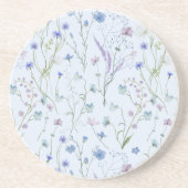 青紫色の野かわいらし花花柄 コースター (正面)