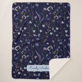 青紫色の野かわいらし花花柄 シェルパブランケット (正面)