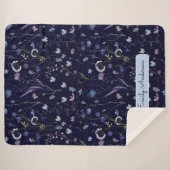 青紫色の野かわいらし花花柄 シェルパブランケット (正面(横))