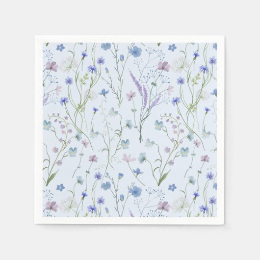 青紫色の野かわいらし花花柄 スタンダードカクテルナプキン (正面)