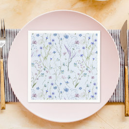 青紫色の野かわいらし花花柄 スタンダードカクテルナプキン