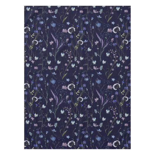 青紫色の野かわいらし花花柄 テーブルクロス (正面)