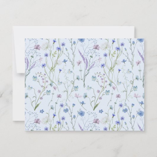 青紫色の野かわいらし花花柄 ノートカード (裏面)