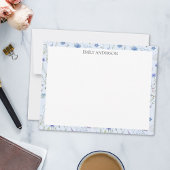 青紫色の野かわいらし花花柄 ノートカード