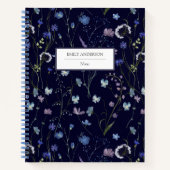 青紫色の野かわいらし花花柄 ノートブック (正面)