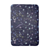 青紫色の野かわいらし花花柄 バスマット (正面縦)