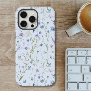 青紫色の野かわいらし花花柄 iPhone 15 PRO MAXケース