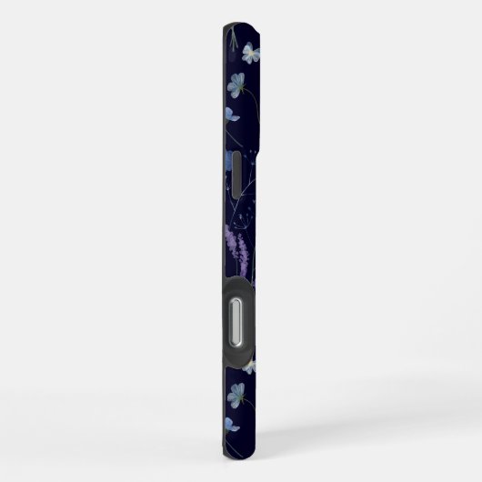 青紫色の野かわいらし花花柄 iPhoneケース (右側面)