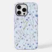 青紫色の野かわいらし花花柄 iPhoneケース (裏面)