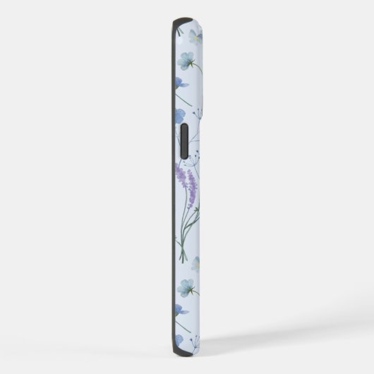 青紫色の野かわいらし花花柄 iPhoneケース (右側面)