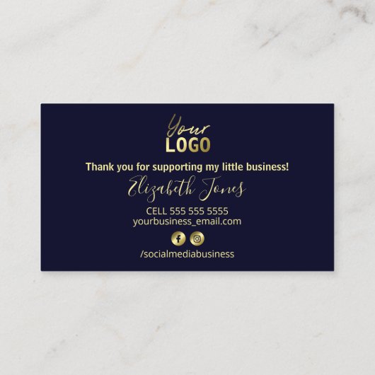 青紫色の金ゴールドインク購入ありがとうございます 名刺 (裏面)