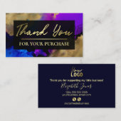 青紫色の金ゴールドインク購入ありがとうございます 名刺 (正面/裏面)