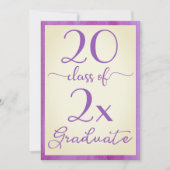 青紫色の黄色の卒業生 招待状 (正面)