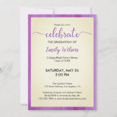 青紫色の黄色の卒業生 招待状 (裏面)