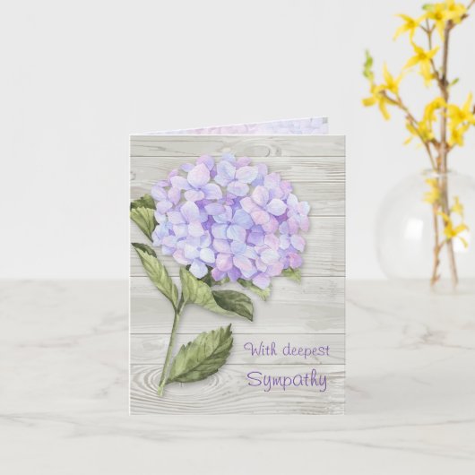 青紫色アジサイ悔やみや弔慰 カード (黄色い花)