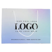 青紫色グラデーションカスタム企業ビジネスロゴ ラージペーパーバッグ (裏面)