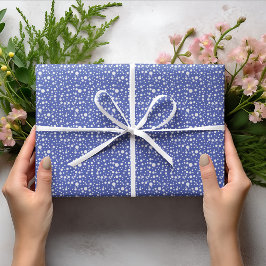 青紫色ランダムサイズの白水玉模様 ラッピングペーパー