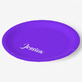 青紫色無地のの平原 ペーパープレート (アングル)