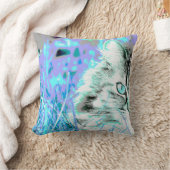 青紫色猫の枕 クッション (ブランケット)