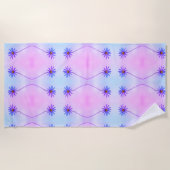 青紫色雏菊图案海滩毛巾 ビーチタオル (正面)