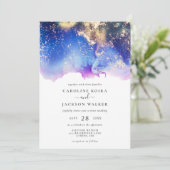 青紫金 水彩インクウォッシュ 結婚式 招待状 (スタンド正面)