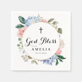 青紫陽花とバラ神恵みバプテスマ スタンダードカクテルナプキン