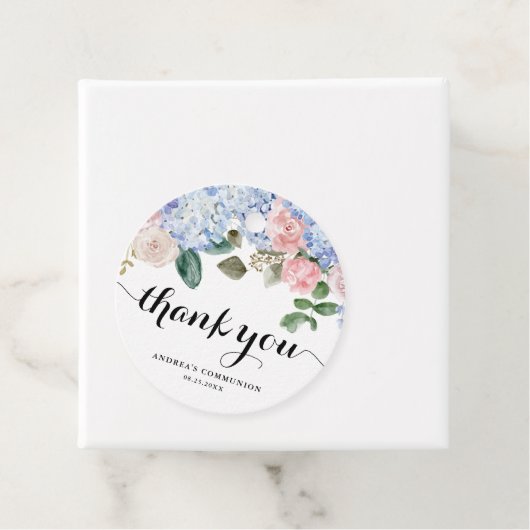 青紫陽花とピンクローズコミューニオンサンキュー フェイバータグ (インサイチュ)