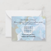 青紫陽花の新住所のお知らせ ノートカード (裏面)