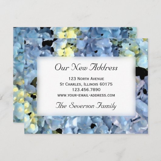 青紫陽花の新住所のお知らせ 案内状 (正面/裏面)