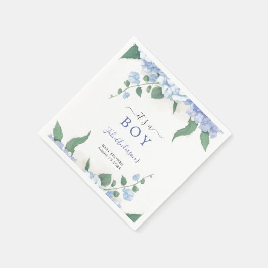 青紫陽花の植物性ベビーシャワー スタンダードカクテルナプキン (角)