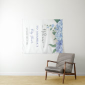 青紫陽花の植物性ベビーシャワー タペストリー (インサイチュ(横))