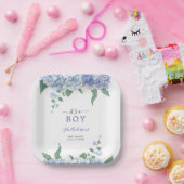 青紫陽花の植物性ベビーシャワー ペーパープレート (パーティー)