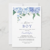 青紫陽花の植物性ベビーシャワー 招待状 (正面)