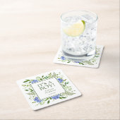 青紫陽花の男の子ベイビーシャワー スクエアペーパーコースター (インサイチュ)