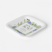 青紫陽花の男の子ベイビーシャワー ペーパープレート (傾斜あり)