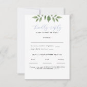 青紫陽花の緑の書簡返信Vertical 出欠カード (正面)