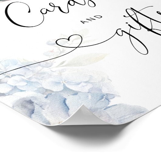 青紫陽花エレガント茶ポットカードとギフト ポスター (角)