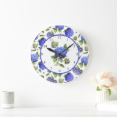 青紫陽花オールオーバー ラージ壁時計 (ホーム)