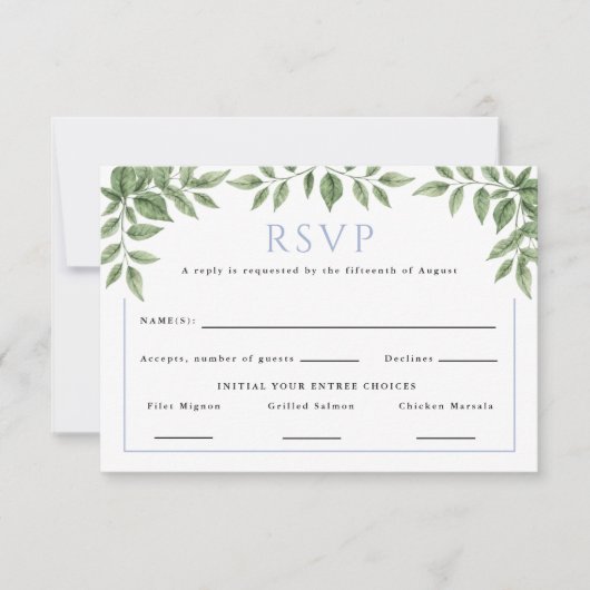 青紫陽花カスタマイズ結婚の返信 出欠カード (正面)