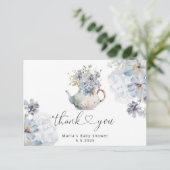 青紫陽花ティーポット赤ちゃん感謝していシャワーあなた カード (スタンド正面)