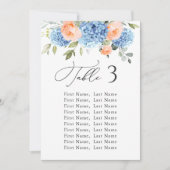 青紫陽花テーブル番号座席表カード 招待状 (正面)