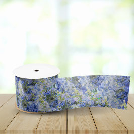 青紫陽花パターンリボン サテンリボン