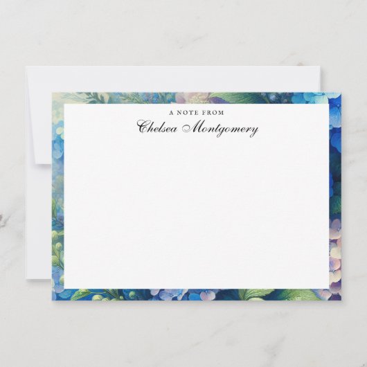 青紫陽花パーソナライズされた名 ノートカード (正面)