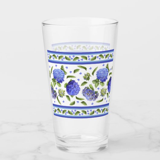 青紫陽花ファンシー葉縁ど タンブラーグラス (正面)