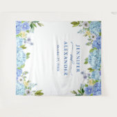 青紫陽花フローラ結婚の写真ブース背景 タペストリー (正面(横))