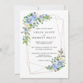 青紫陽花フローラ金ゴールド幾何学模様 招待状 (正面)