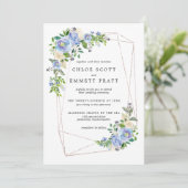 青紫陽花フローラ金ゴールド幾何学模様 招待状 (スタンド正面)