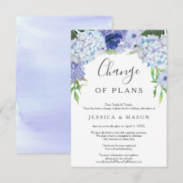 青紫陽花結婚の延期 招待状