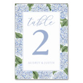 青紫陽花縁どパーソナライズされた テーブルナンバー (裏面)