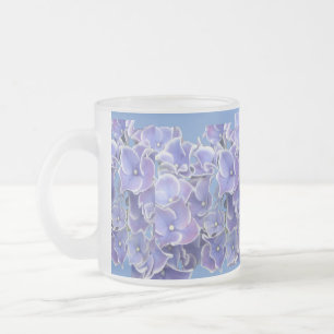 青紫陽花縁ど白文茶 フロストグラスマグカップ